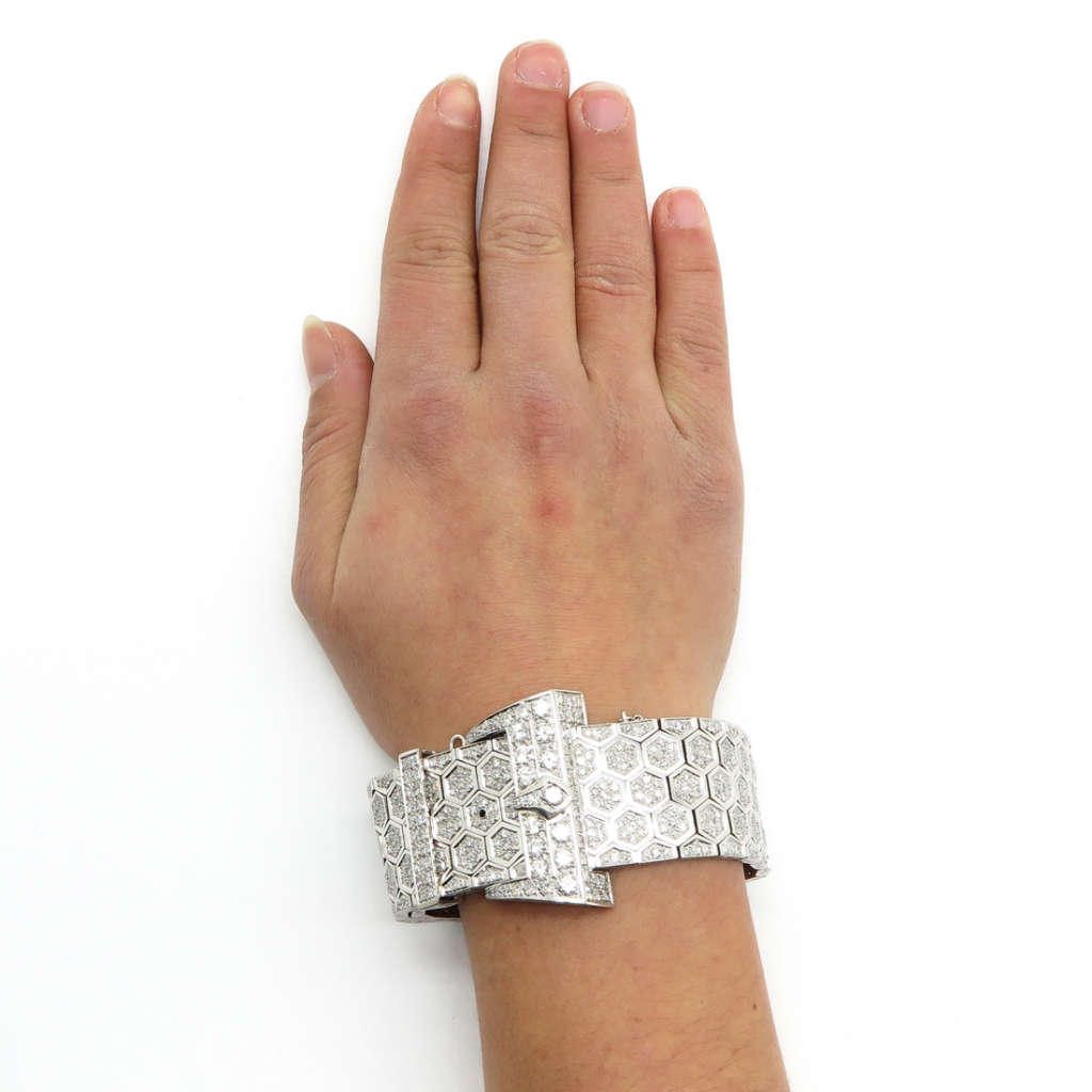A Custom Made 18KWG Ladies Diamond Bracelet