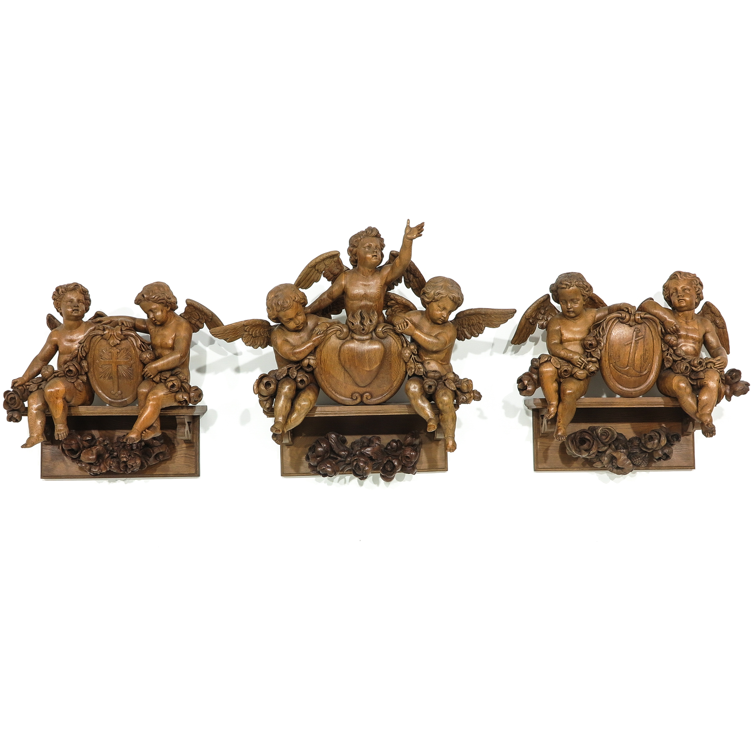 Group of Carved Oak Sculptures Circa 1800