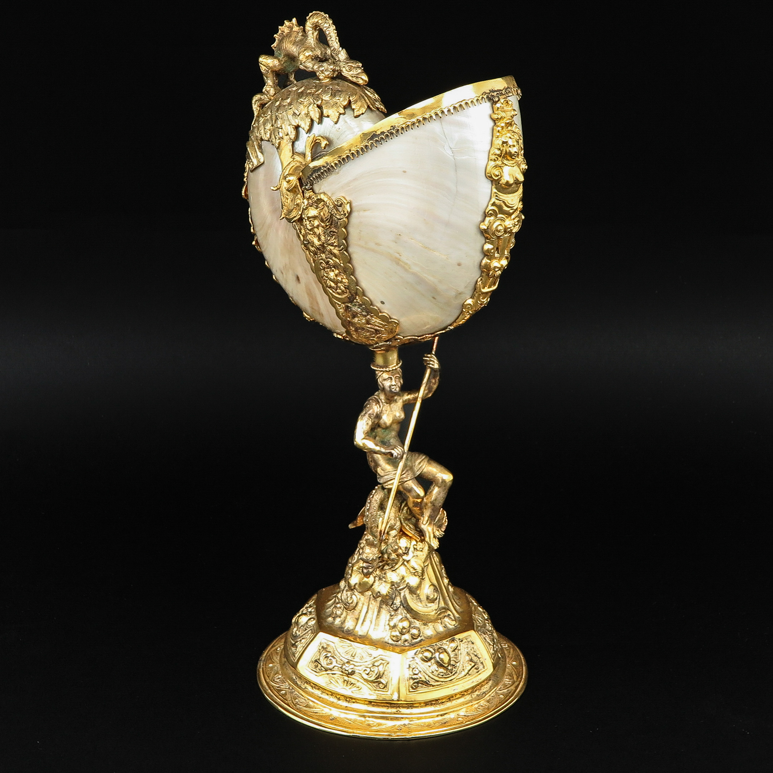 A Gilded Silver Nautilus Cup