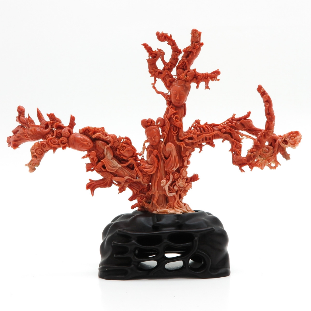 Carved Red Coral Sculpture